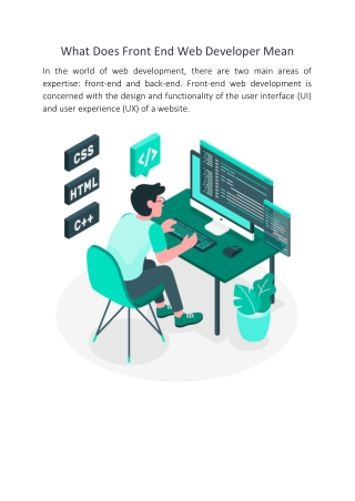 What Does Front End Web Developer Mean