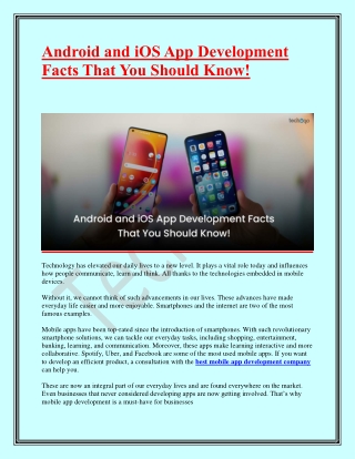 Android and iOS App Development Facts That You Should Know!