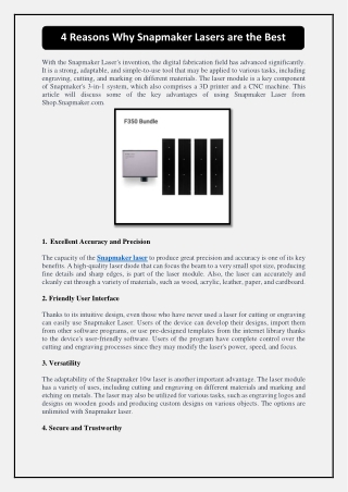 4 Reasons Why Snapmaker Lasers are the Best