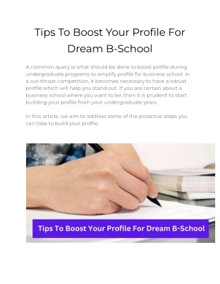 Tips To Boost Your Profile For Dream B-School