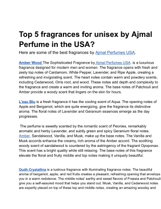 Top 5 fragrances for unisex by Ajmal Perfume (1)