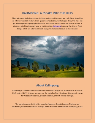 Explore KALIMPONG