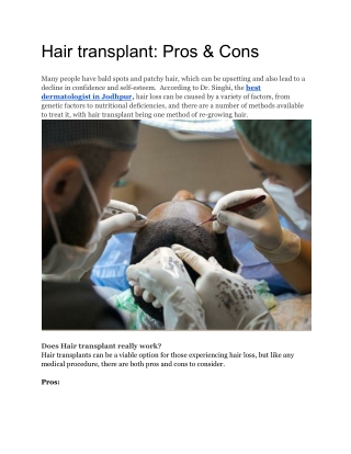 Hair transplant_ Pros & Cons
