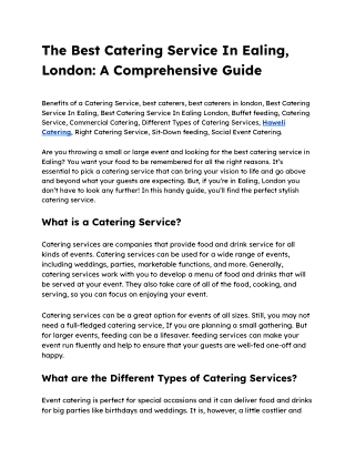 The Best Catering Service In Ealing, London_ A Comprehensive Guide