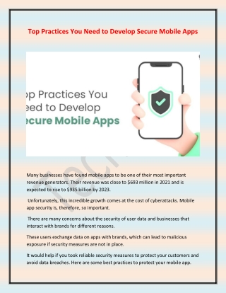 Top Practices You Need To Develop Secure Mobile Apps