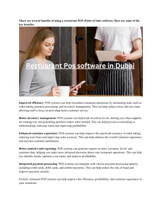 Restuarant Pos software in Dubai
