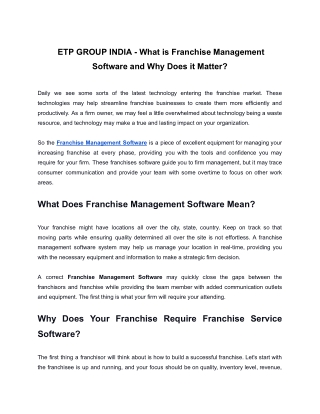 _ETP GROUP INDIA - What is Franchise Management Software and Why Does it Matter