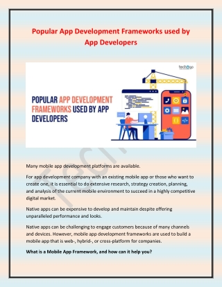 Popular App Development Frameworks used by App Developers