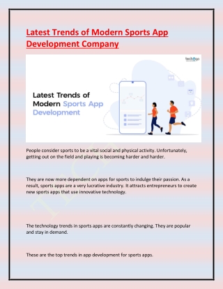 Latest Trends of Modern Sports App Development Company