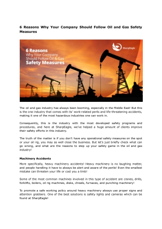 6 Reasons Why Your Company Should Follow Oil and Gas Safety Measures (1)