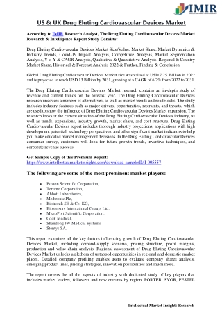 US & UK Drug Eluting Cardiovascular Devices Market