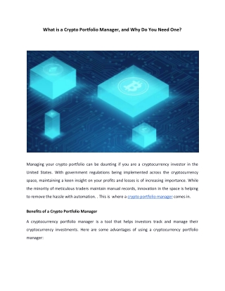 What is a Crypto Portfolio Manager, and Why Do You Need One_