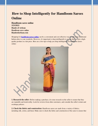 How to Shop Intelligently for Handloom Sarees Online