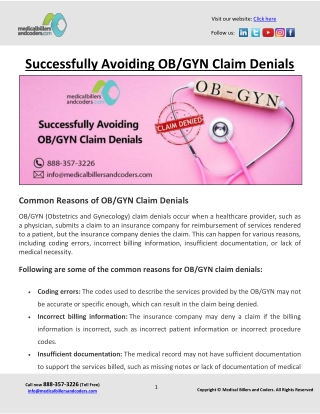 Successfully Avoiding OB/GYN Claim Denials