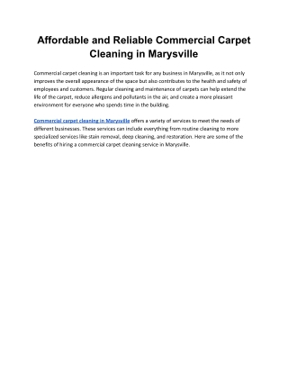 Affordable and Reliable Commercial Carpet Cleaning in Marysville - article