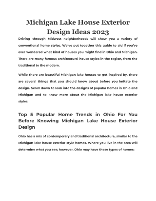 Michigan Lake House Exterior Design Ideas 2023