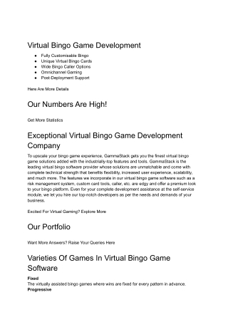 Virtual Bingo Game Development  | GammaStack