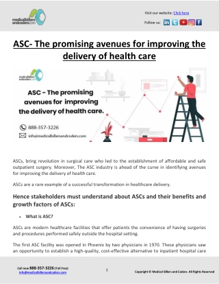 ASC- The promising avenues for improving the delivery of health care