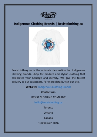 Indigenous Clothing Brands  Resistclothing.ca