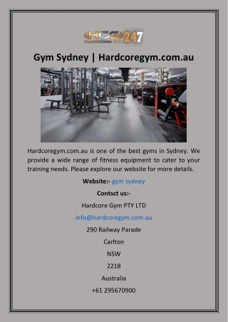 Gym Sydney  Hardcoregym.com