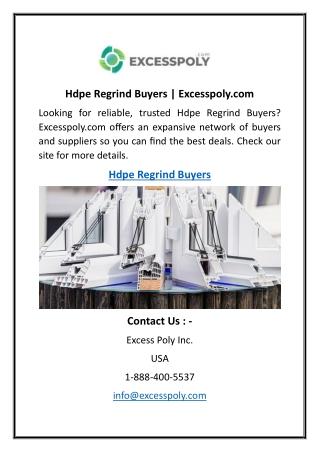 Hdpe Regrind Buyers  Excesspoly.com