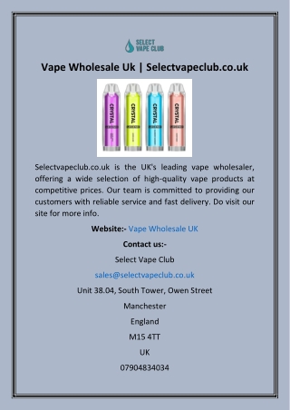 Vape Wholesale Uk  Selectvapeclub.co.uk