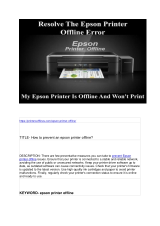 How to prevent an epson printer offline?