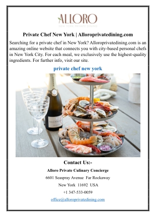 Private Chef New York | Alloroprivatedining.com