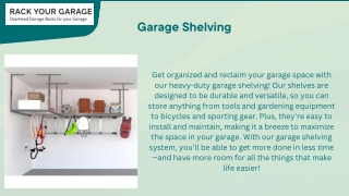 Maximize your space - Get organized with Garage Shelving!