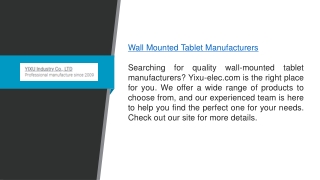 Wall Mounted Tablet Manufacturers  Yixu-elec.com