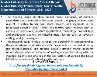 Lubricity Improvers -Chemical Material