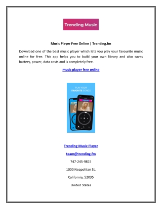 Music Player Free Online | Trending.fm