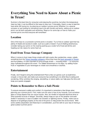 Everything You Need to Know About a Picnic in Texas!