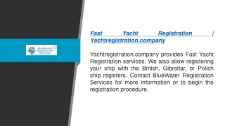 Fast Yacht Registration