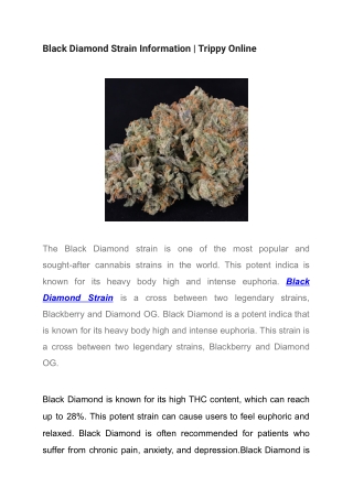Black Diamond Strain Information _ Trippy Online