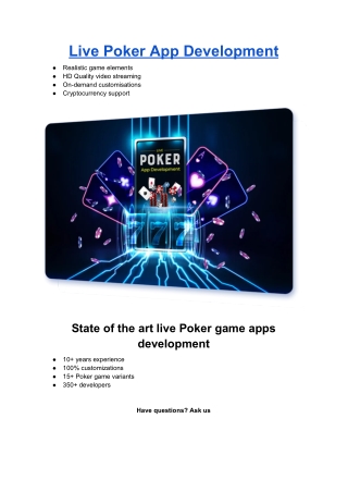 Live Poker App Development