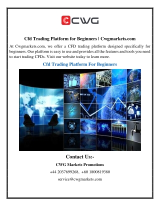 Cfd Trading Platform for Beginners | Cwgmarkets.com