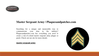 Master Sergeant Army | Plaquesandpatches.com