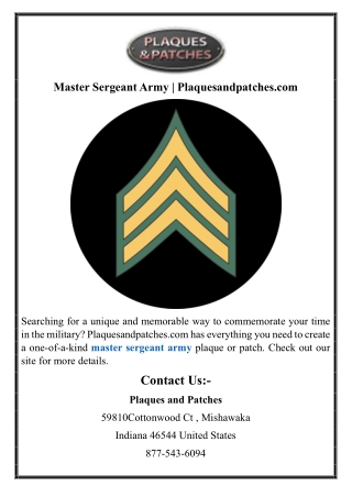 Master Sergeant Army | Plaquesandpatches.com