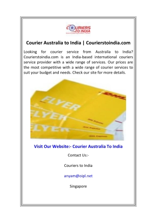 Courier Australia to India  Courierstoindia.com