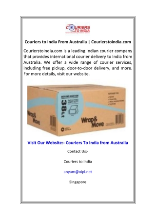 Couriers to India From Australia  Courierstoindia.com