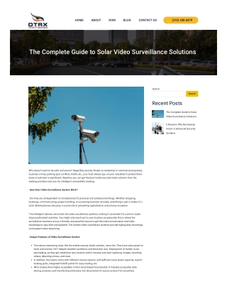 The Complete Guide to Solar Video Surveillance Solutions