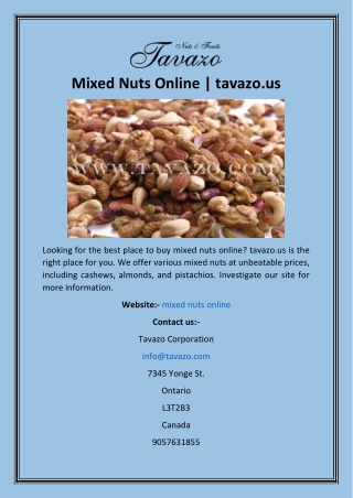 Mixed Nuts Online  tavazo.us