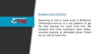 Brisbane Crane Truck Hire Otmtransport.com.au