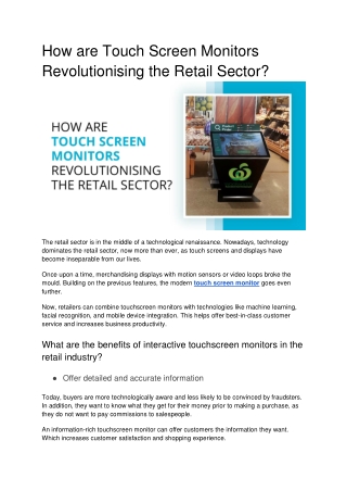 How Are Touchscreen Monitors Revolutionising The Retail Sector