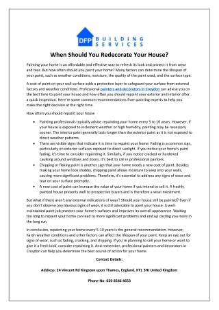 When Should You Redecorate Your House?