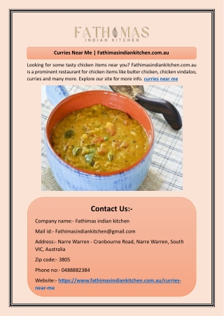 Curries Near Me | Fathimasindiankitchen.com.au