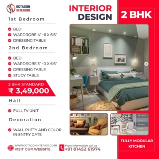 Stylish and Affordable Interior Design Ideas for 2 BHK Standard under ₹3,49,000