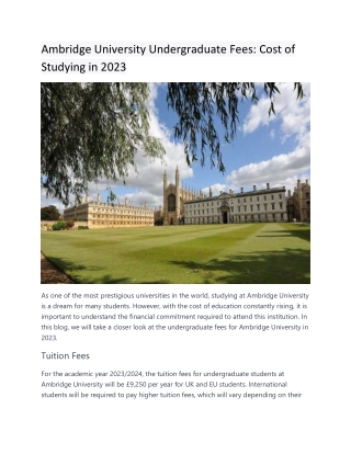 Cost of Studying in 2023