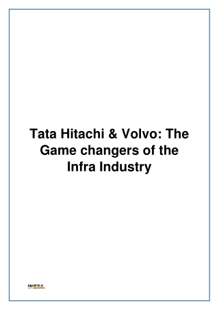 Tata Hitachi & Volvo- The Game changers of the Infra Industry